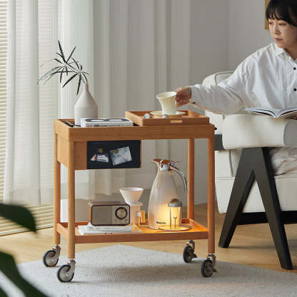 Scandinavian Wood Glass 2-Tier Coffee Table
