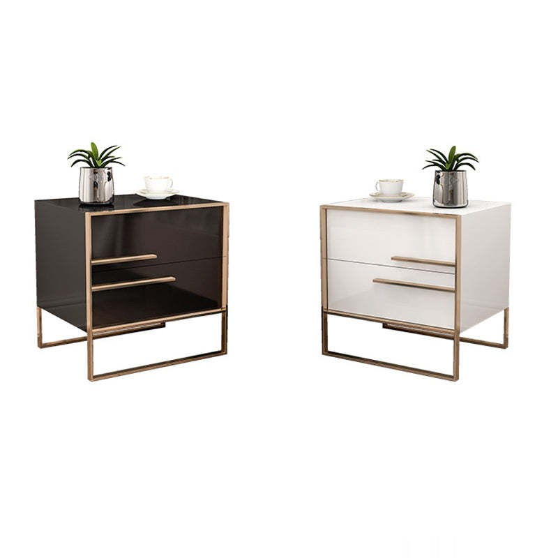 Modern Cubic Solid Wood Steel Nightstand