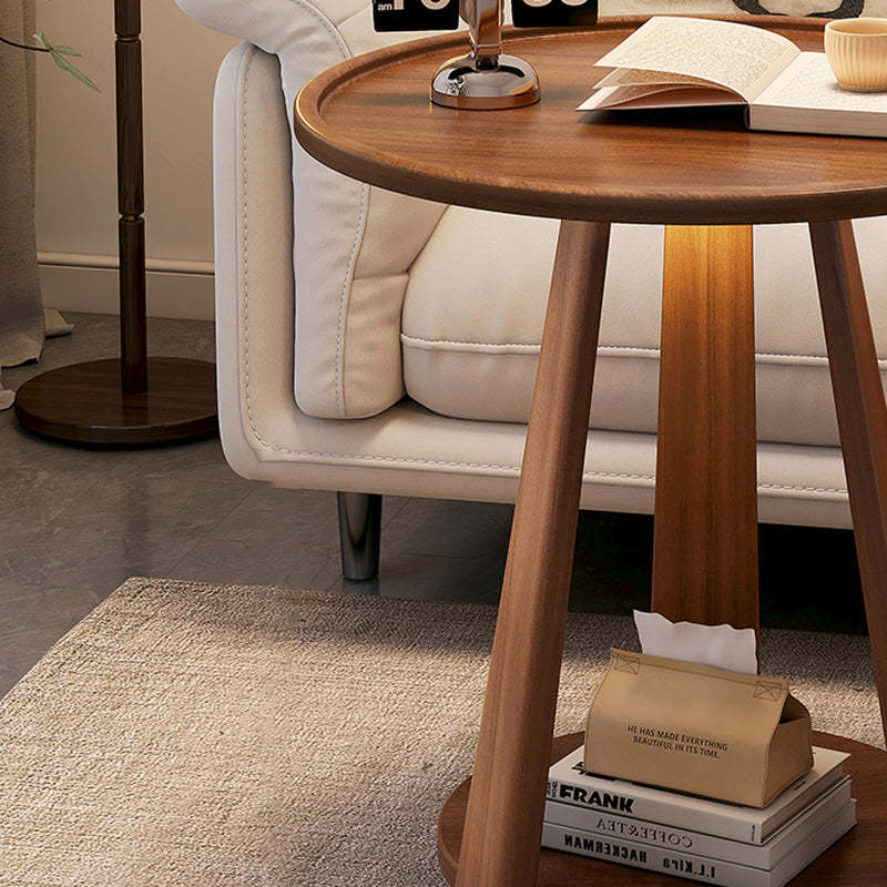 Nordic Round Wood 2-Tier Coffee Table