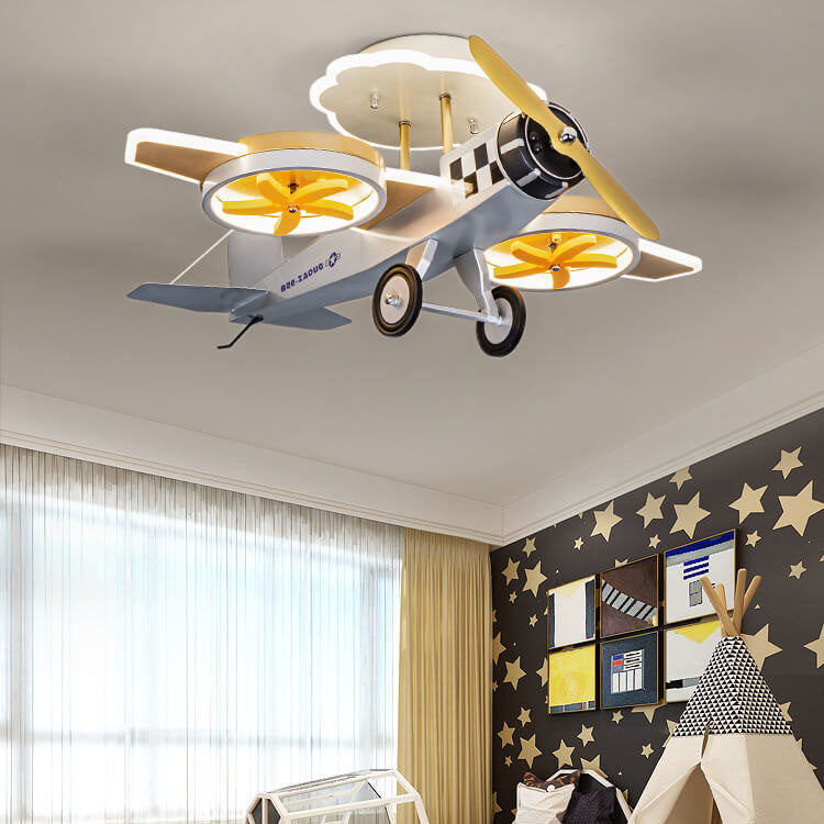 Cartoon Airplane Iron Acrylic LED Kids Ceiling Light