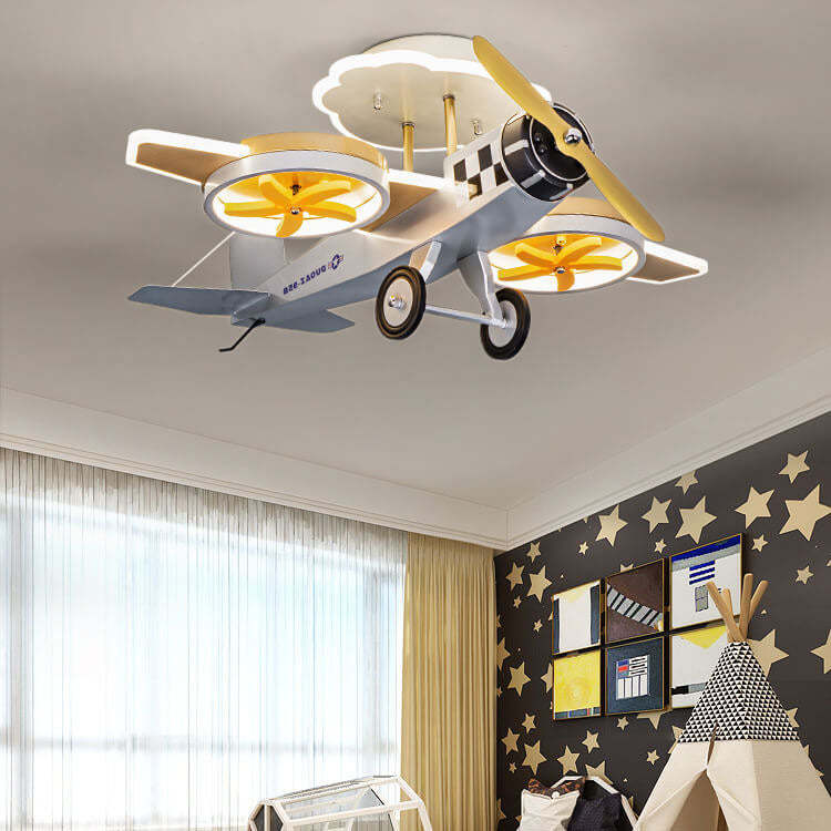 Cartoon Airplane Iron Acrylic LED Kids Ceiling Light