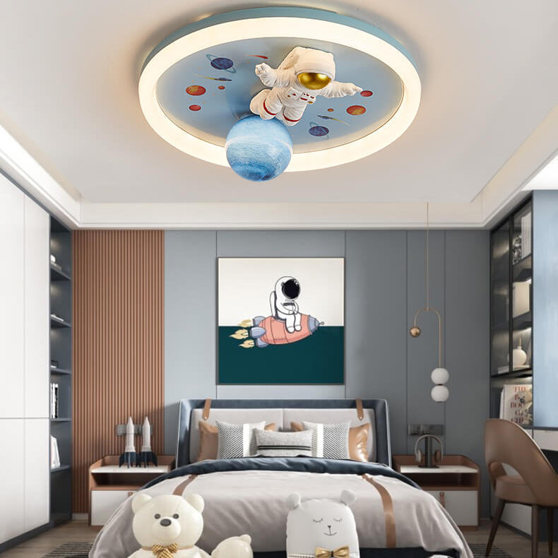 Cartoon Space Astronaut Resin LED Flush Mount Light