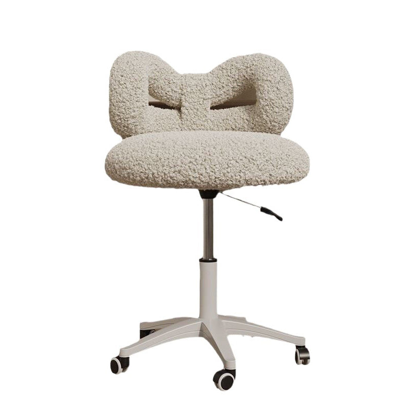 Modern Art Deco Lambswool Leather Round Vanity Stool
