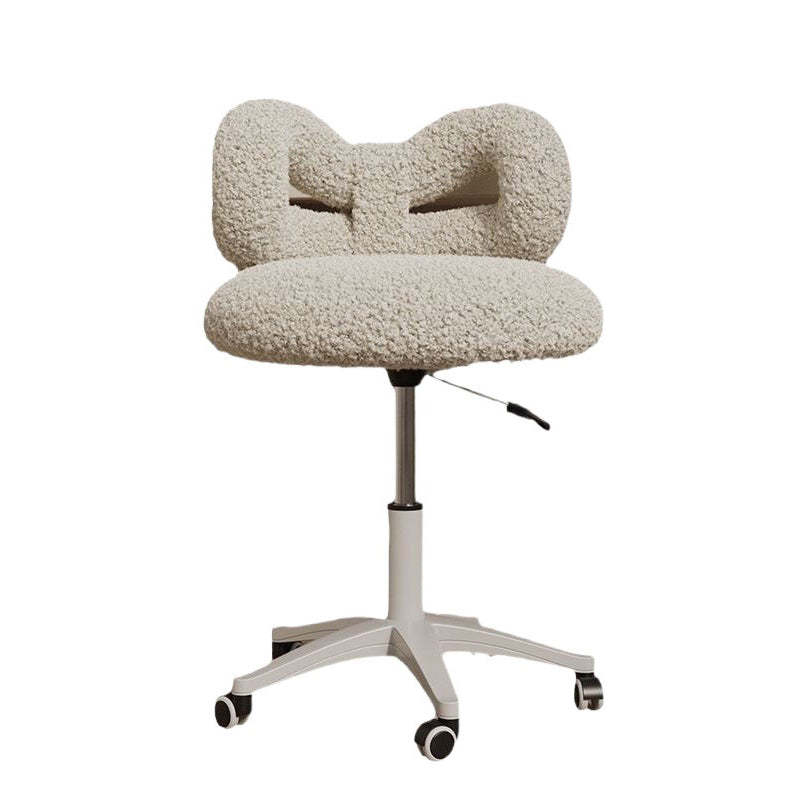 Modern Art Deco Lambswool Leather Round Vanity Stool
