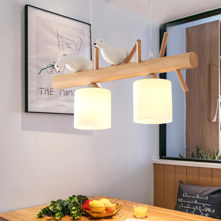 Scandinavian Bird Branch Log Island Chandelier