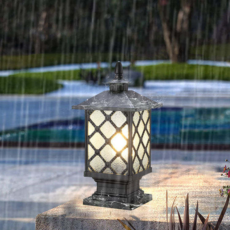 Chinese Frosted Aluminum Cage Post Landscape Light