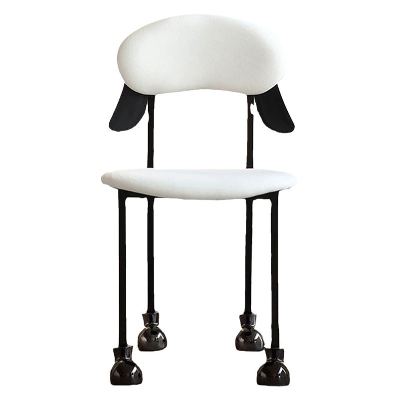 Contemporary Puppy Velvet Stainless Steel Open-Back Chair