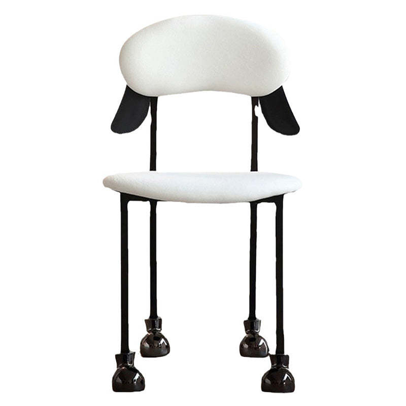 Contemporary Puppy Velvet Stainless Steel Open-Back Chair