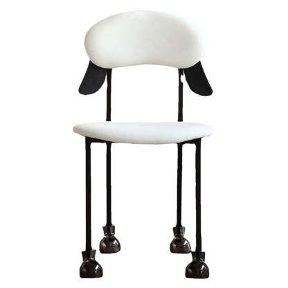 Contemporary Puppy Velvet Stainless Steel Open-Back Chair