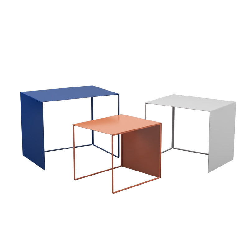 Minimalist Square Iron Nesting Side Table — Tiffany Blue