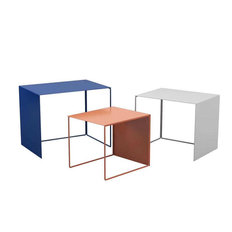 Minimalist Square Iron Nesting Side Table — Tiffany Blue