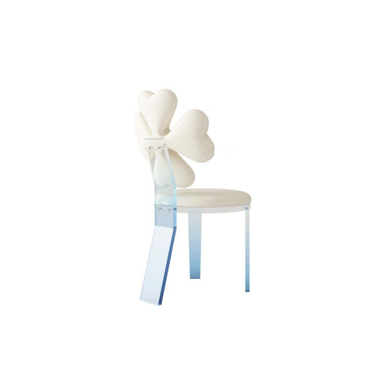 Minimalist Clover Microfiber Leather Acrylic Dining Chair
