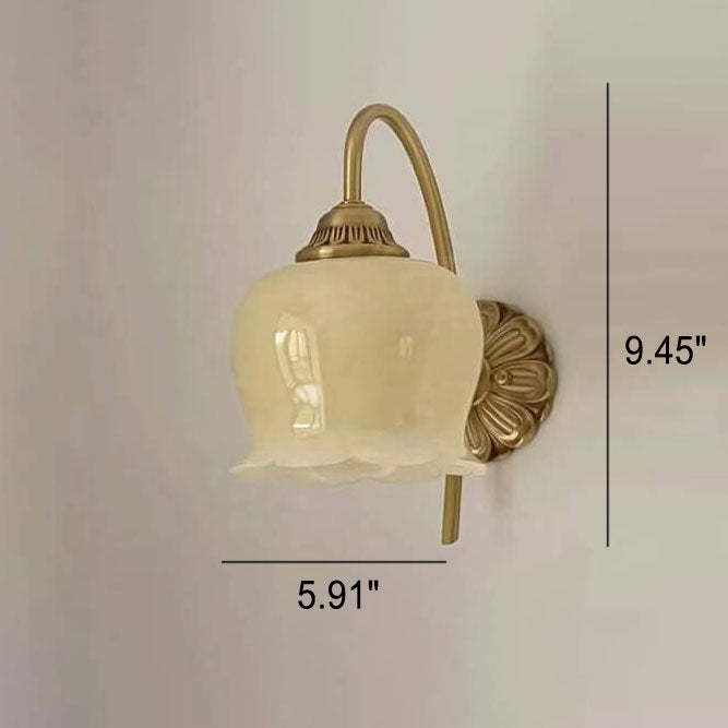 Vintage Cream Petal Resin Copper Iron Sconce