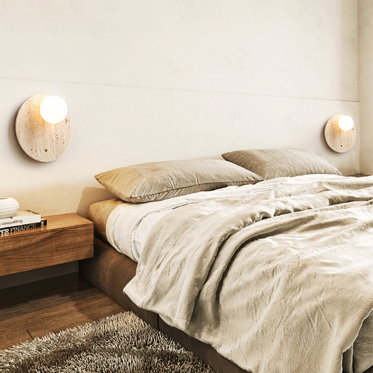 Japanese Oval Yellow Travertine Sconce