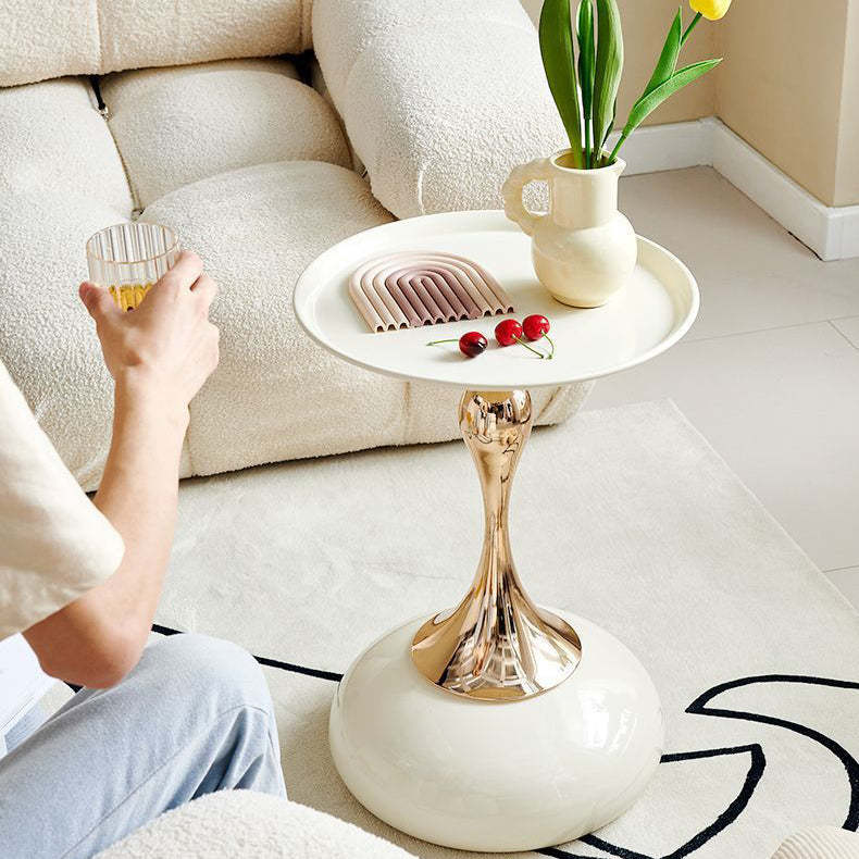 Contemporary Circle Tray Iron End Table