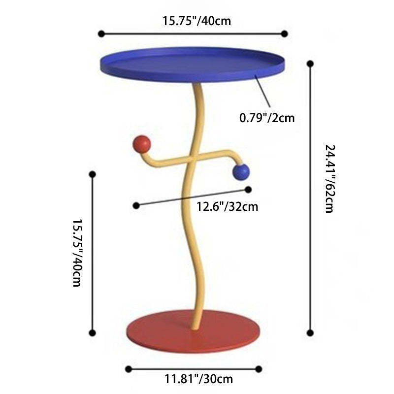 Contemporary Color-Block Iron Tray End Table