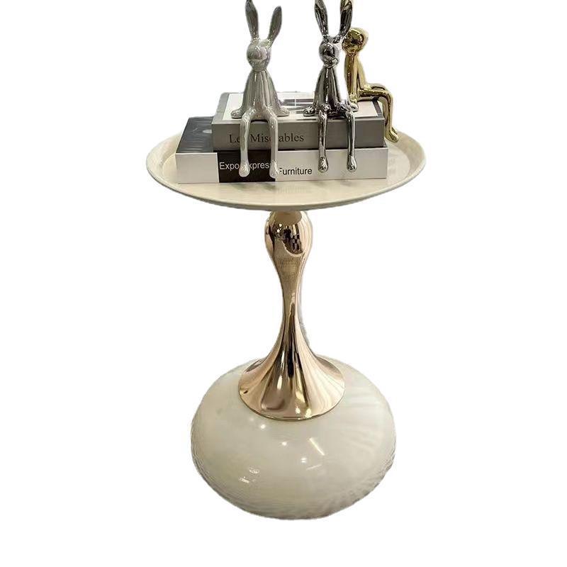 Contemporary Circle Tray Iron End Table