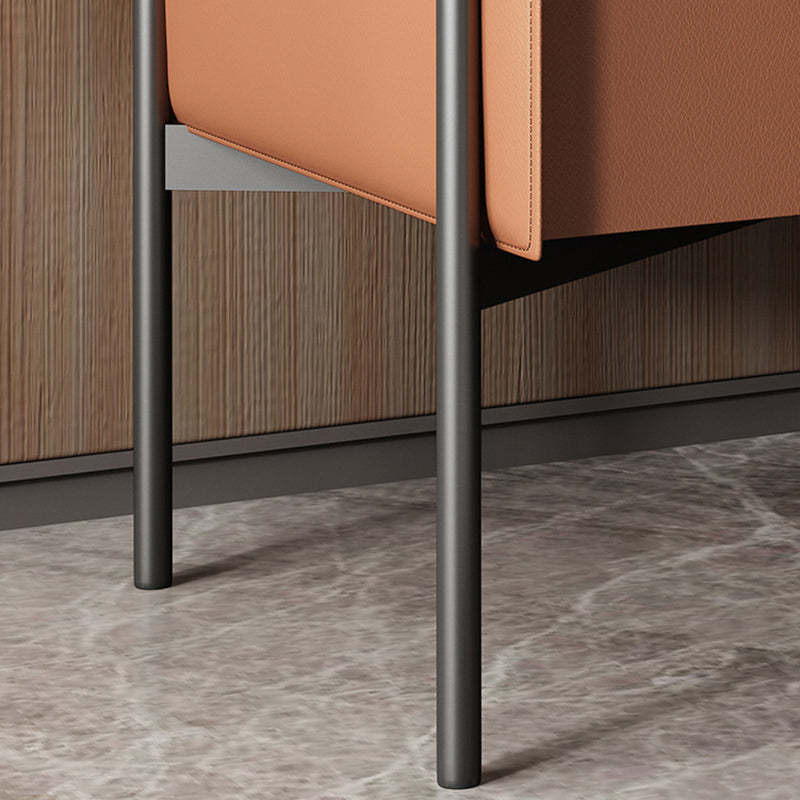 Scandinavian Leather Carbon Steel 1-Drawer