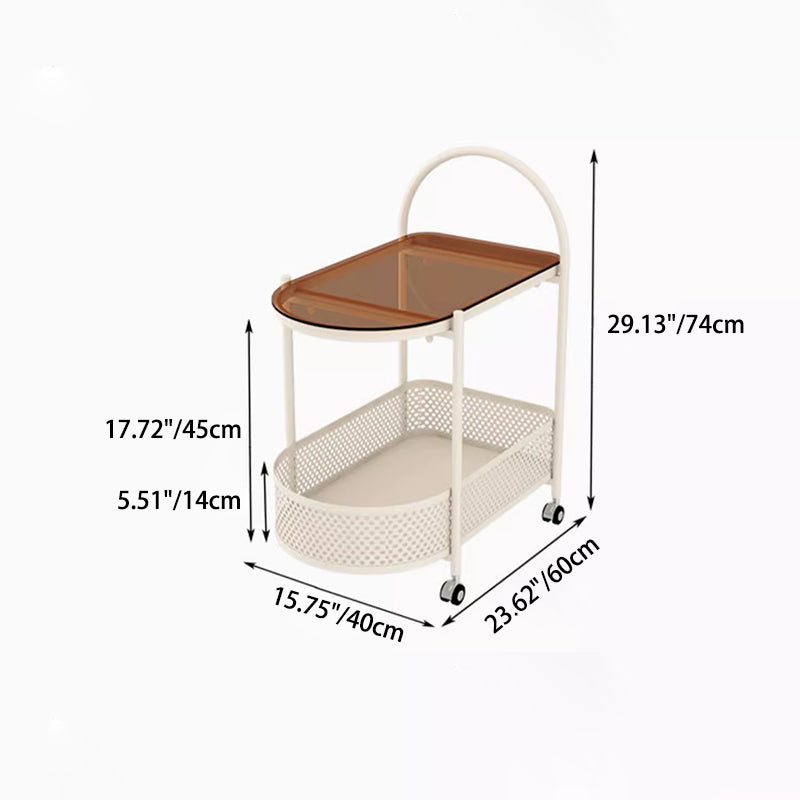 Modern Semicircle Glass Iron Movable Side Table