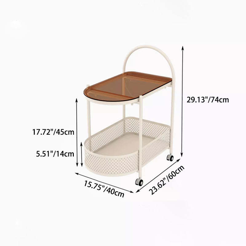 Modern Semicircle Glass Iron Movable Side Table