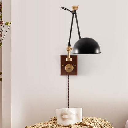 Japanese Vintage Walnut Iron Rotating Sconce