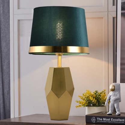 Luxury Art Fabric Metal Geometric Lamp — Push Button Switch / 110V-120V For US/CA / Green