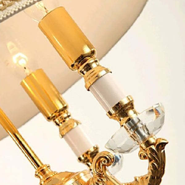 European Fabric Candle Crystal 4-Light Table Lamp