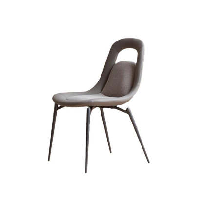 Scandinavian Curved Leather Tapered Leg Dining Chair