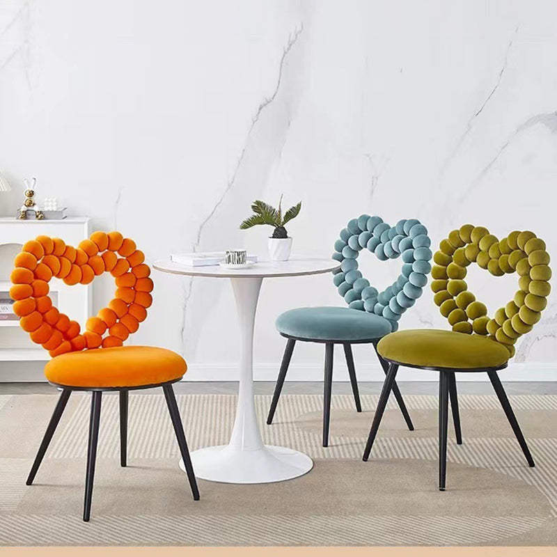 Scandinavian Velvet Heart Ball Vanity Stool