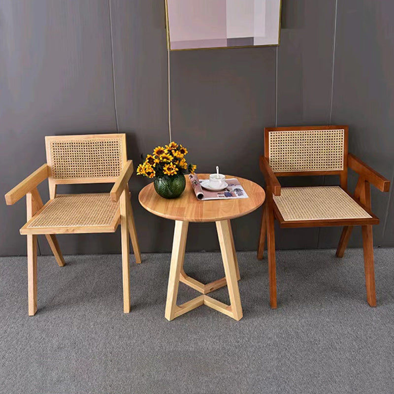 Scandinavian Wood Rattan Armchair