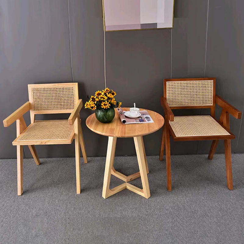 Scandinavian Wood Rattan Armchair