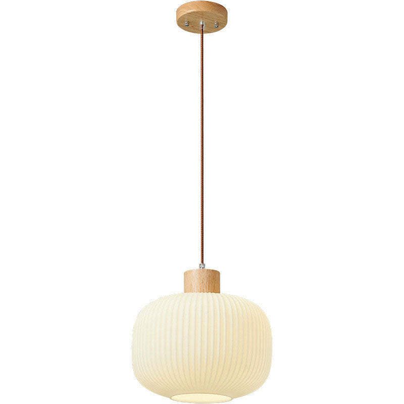 Japanese Log Wood Glass Jar Island Chandelier