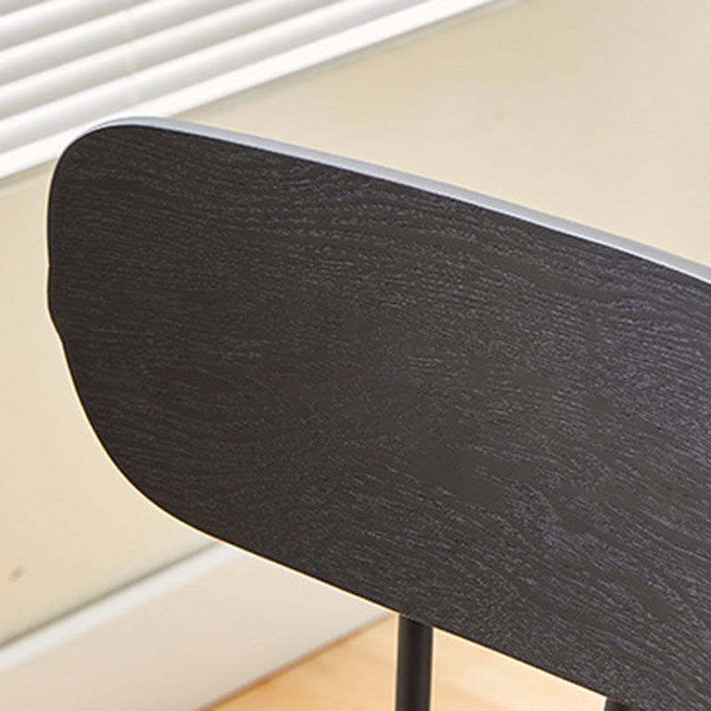 Contemporary PU Leather Steel Dining Chair — Black Backrest + Green Cotton And Linen Cushion