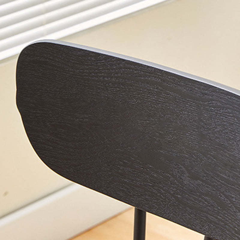 Contemporary PU Leather Steel Dining Chair — Black Backrest + Green Cotton And Linen Cushion