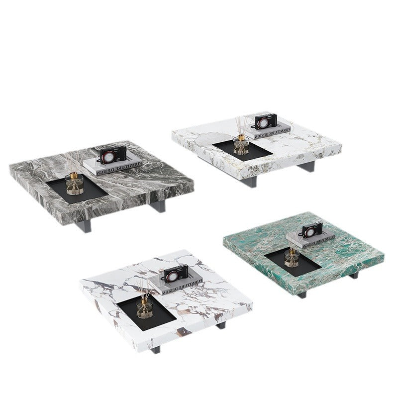 Modern Slate Steel Wood Coffee Table
