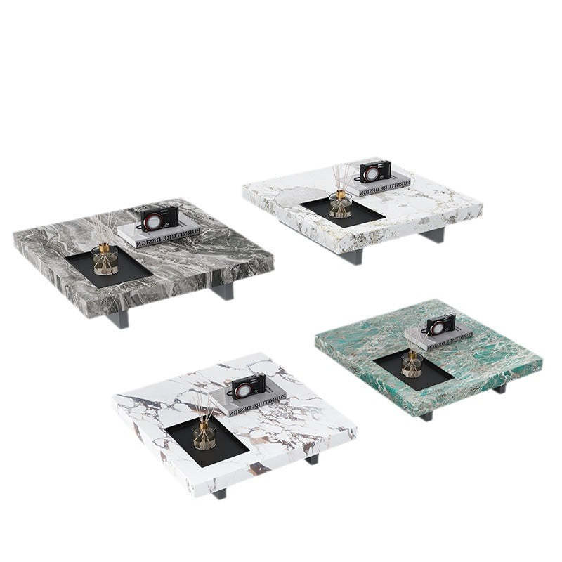 Modern Slate Steel Wood Coffee Table
