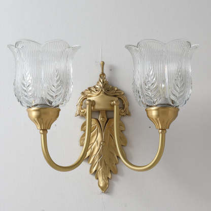 Vintage Flower Cup Brass Glass Sconce