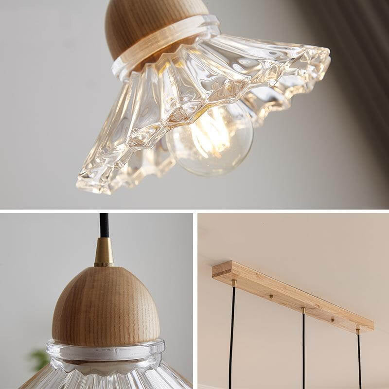 Vintage Log Glass Flower Island Chandelier