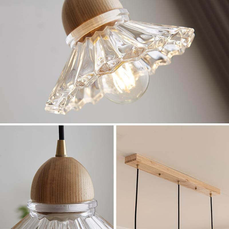 Vintage Log Glass Flower Island Chandelier