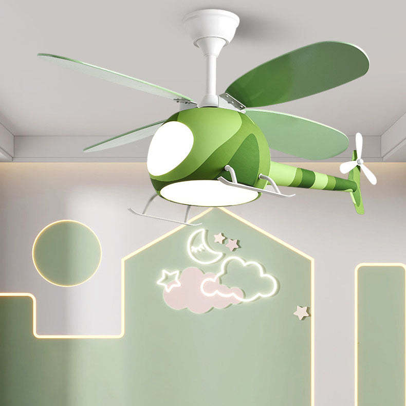 Contemporary Iron Cartoon Planes LED Fan Light