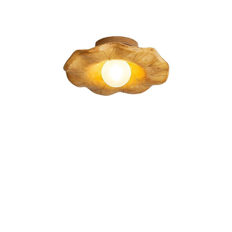 Japanese Wabi-Sabi Lotus Leaf Resin Ceiling Light