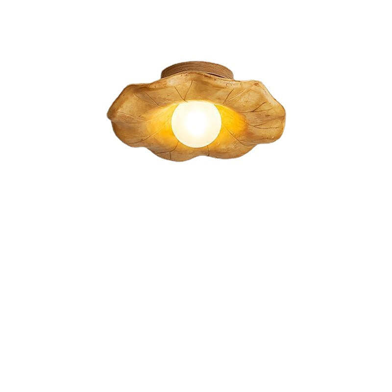 Japanese Wabi-Sabi Lotus Leaf Resin Ceiling Light