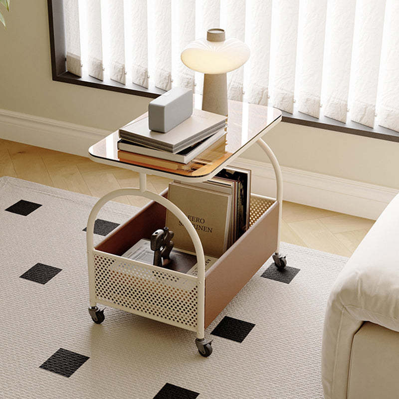 Contemporary Movable Tempered Glass End Table
