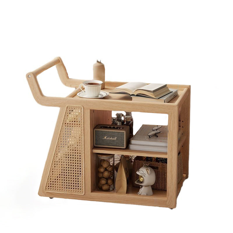 Retro Solid Wood 3-Tier Movable End Table
