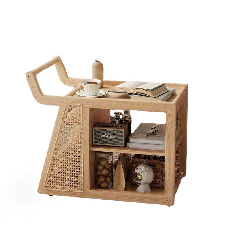 Retro Solid Wood 3-Tier Movable End Table