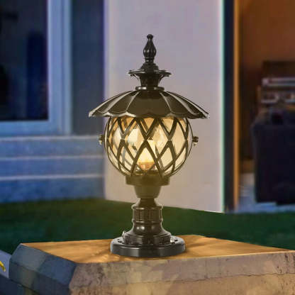 European Lotus Column Outdoor Landscape Light — Black / 110V-120V For US/CA