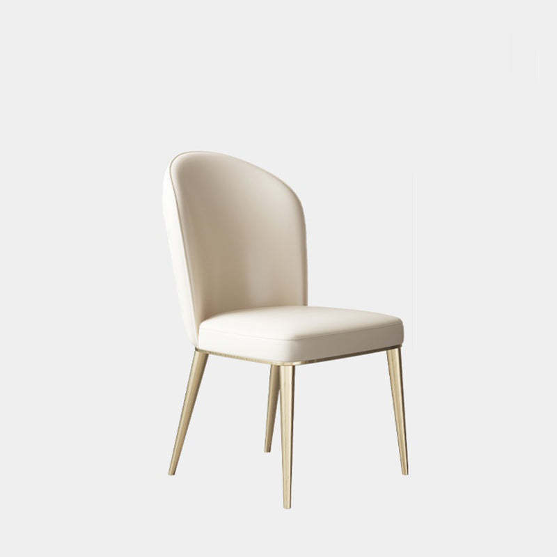 Nordic Curved Leather Tapered Leg Dining Chair