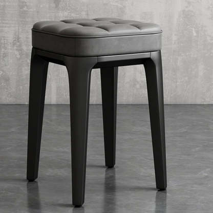 Contemporary Plaid Microfiber Leather Square Vanity Stool