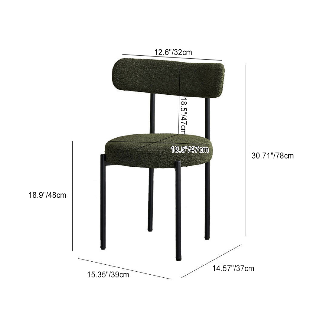 Nordic Round Fabric Metal Dining Chair — Gray
