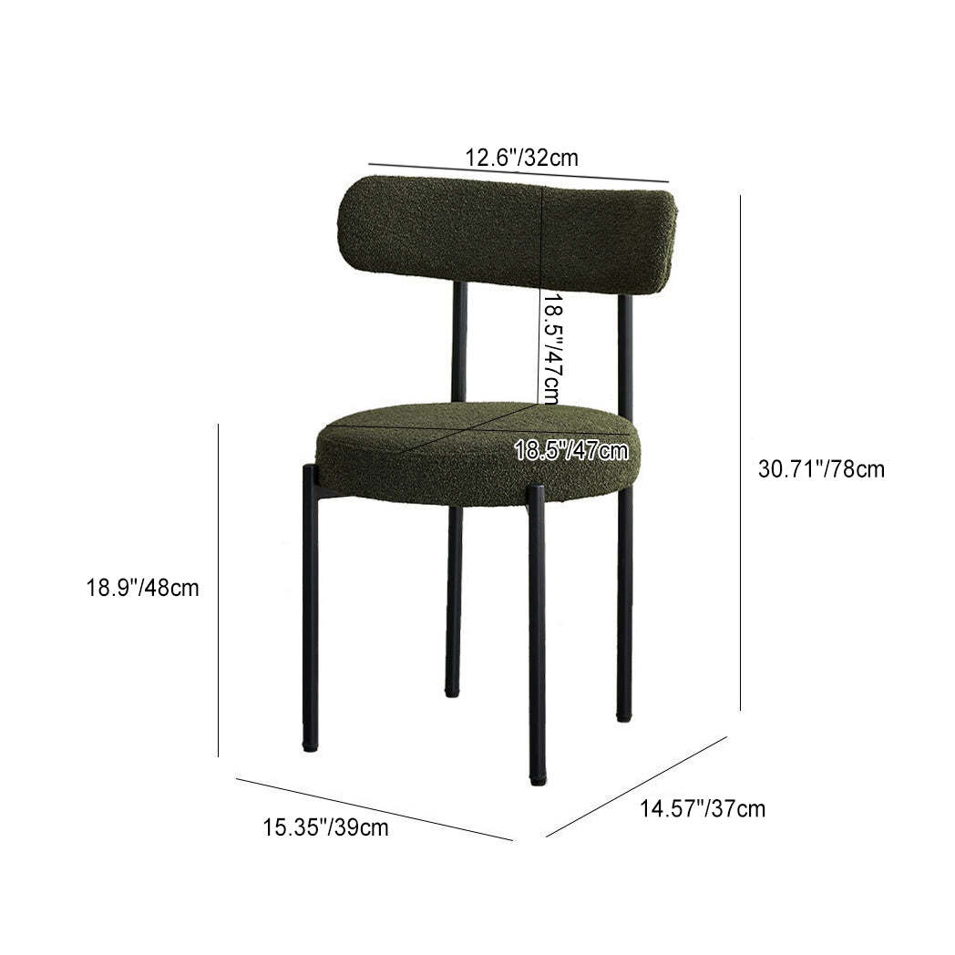 Nordic Round Fabric Metal Dining Chair — Gray